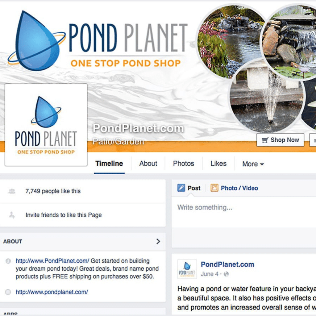 Facebook Design - Pond Product Company