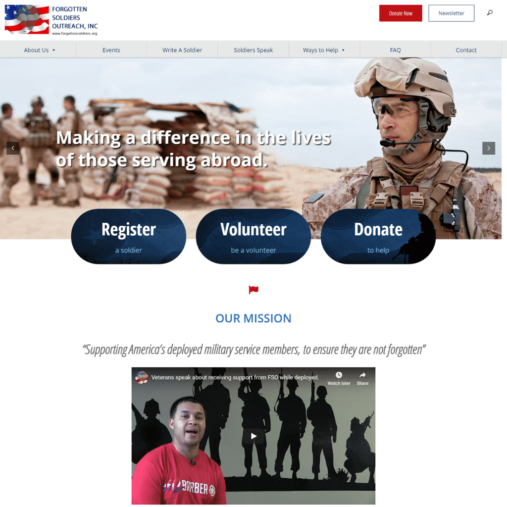Supporting Military Service Personnel Nonprofit Website Design