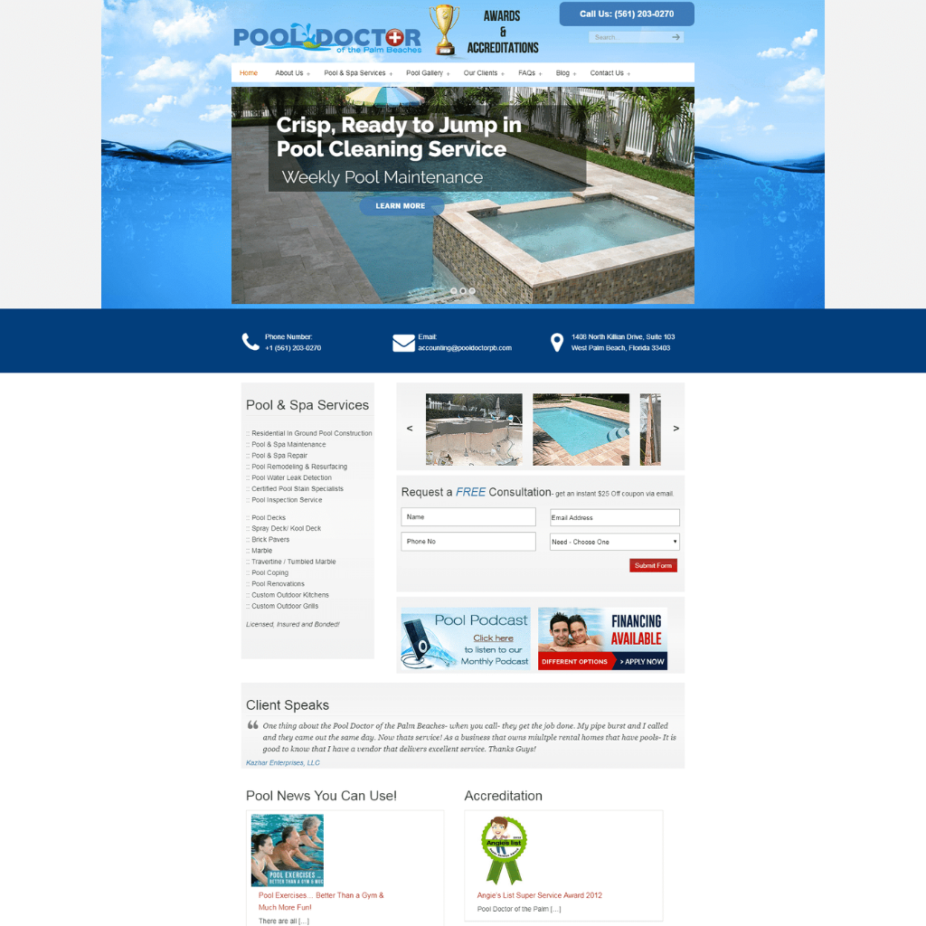 Pool Company Website Development